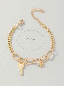 1 Cái Thời Trang Hợp Kim Kẽm Móc Khóa Hình Trái Tim Nữ Vòng Tay Ngày Quà Tặng - Vàng - Xem 3