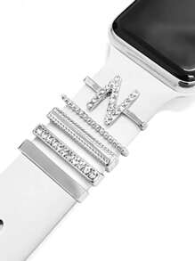 5 件/4 件 St.Siabe 硅胶表带兼容 Apple Watch 45 毫米 44 毫米 42 毫米 41 毫米 40 毫米 38 毫米兼容 Apple Watch Series 8 7 6 5 4 3 2 1，水钻吊饰配件适合 20 毫米及其他智能手表