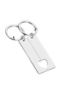 2 件女士男士游戏手柄吊饰雕刻口号字母不锈钢配套钥匙扣适合情侣/爱人/男朋友/女朋友/丈夫/妻子可爱创意时尚汽车钥匙扣生日礼物情人节礼物 - 淺灰色 - 查看 2