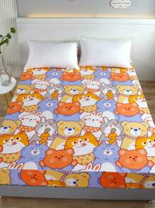 1 tấm trang bị họa tiết mèo, vải dễ thương được trang bị tấm dưới cùng cho gia đình - Nhiều màu - Xem 1