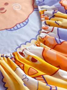 1 tấm trang bị họa tiết mèo, vải dễ thương được trang bị tấm dưới cùng cho gia đình - Nhiều màu - Xem 4