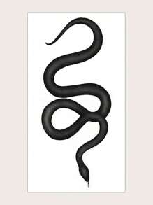 1 hoja Pegatina tatuaje con estampado de serpiente - Negro - Ver 2
