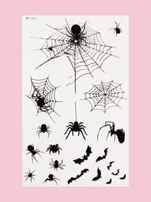 1 miếng dán hình xăm tạm thời màu đen, họa tiết nhện và mạng nhện, có thể tùy chỉnh theo yêu cầu. - màu đen - Xem 1