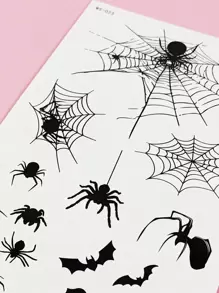 1 miếng dán hình xăm tạm thời màu đen, họa tiết nhện và mạng nhện, có thể tùy chỉnh theo yêu cầu. - màu đen - Xem 4