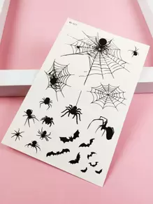 1 miếng dán hình xăm tạm thời màu đen, họa tiết nhện và mạng nhện, có thể tùy chỉnh theo yêu cầu. - màu đen - Xem 5