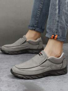 Men Letter Detail Sneakers, Sport Outdoor Slip On Shoes - Grey - View 2