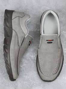 Men Letter Detail Sneakers, Sport Outdoor Slip On Shoes - Grey - View 4