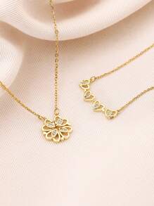 Vòng cổ trang trí hoa đính đá Cubic Zirconia - Vàng - Xem 2