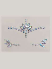 1 pieza Pegatina tatuaje facial con diamante de imitación