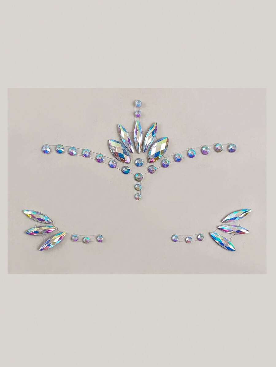 1 pieza Pegatina tatuaje facial con diamante de imitación