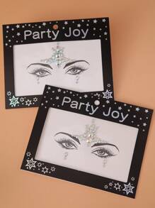 Party Joy 2 piezas Pegatina tatuaje facial con diamante de imitación - Multicolor - Ver 1