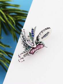 HuooNew 1 Máy Tính Tối Giản Bạc 925 Hình Chim Mặt Dây Chuyền Màu Đá Zirconia Khảm DIY Kỷ Niệm Unisex May Mắn Quà Tặng Sinh Nhật - Bạc - Xem 2