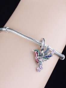 HuooNew 1 Máy Tính Tối Giản Bạc 925 Hình Chim Mặt Dây Chuyền Màu Đá Zirconia Khảm DIY Kỷ Niệm Unisex May Mắn Quà Tặng Sinh Nhật - Bạc - Xem 4