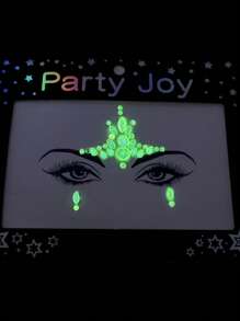 Party Joy 2 piezas Pegatina tatuaje facial con diamante de imitación - Multicolor - Ver 2