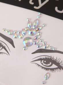 Party Joy 2 piezas Pegatina tatuaje facial con diamante de imitación - Multicolor - Ver 4