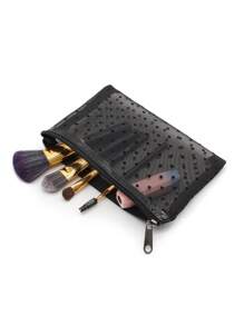 Minimalist Mesh Cosmetic Bag, Makeup Bag Makeup Pouch Skincare Bag Toiletry Bag Packing Cubes, Cruise Essentials Dorm Essentials, Wedding Bridesmaid Gifts, Mom Gifts, Birthday Gifts, Gifts For Friends And Teachers, Home Decor, Bathroom Living Room Bed Bathroom Organizer, Jewelry Organizer, Lip Oil Organizer, Nail Polish Organizer Makeup Bag Storage Makeup Organizer,Christmas Gifts,Pouch,Travel,Gifts For Women Travel Essential,Pouch,Clutch / Small Handbag, Makeup Organizer,Makeup Organize,Pouch,Brush Holder,Mini Pouch,Large Capacity Pouch,Gifts For Women,Christmas Gifts,Gift Ideas For Women - Black - View 2