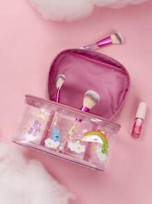 SHEIN X Care Bears Glitter Transparent Bear Large Capacity Makeup Bag, Multifunctional Storage Travel Bag With Handle, Gift - Multicolor - View 2