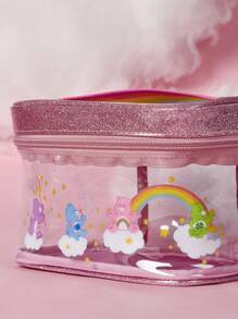 SHEIN X Care Bears Glitter Transparent Bear Large Capacity Makeup Bag, Multifunctional Storage Travel Bag With Handle, Gift - Multicolor - View 5