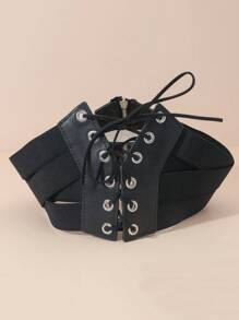 Thắt lưng Corset ren - màu đen - Xem 3