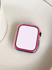 Night Light & Color Changing Crystal Clear Protective Case Compatible With Apple Watch S8/S7/Se/6/5/4/3/2/1, Half-Wrapped, Anti-Drop, Ultra-Thin, Compatible With 40/44/41/45mm - Pink - View 9