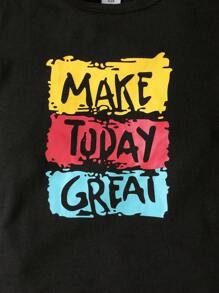 SHEIN Young Boy Slogan Graphic Tee & Shorts