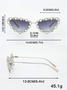 1pair Women Rhinestone Decor Cat Eye Glamorous Fashion Glasses For Outdoor - Light Grey - View 5