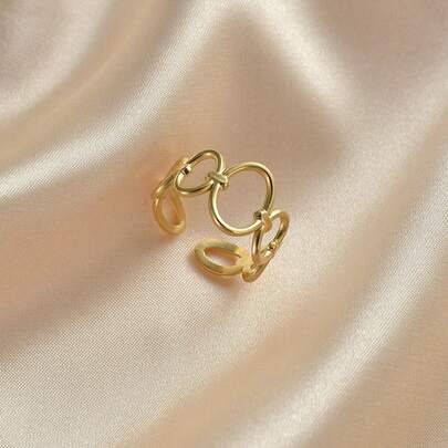 1 pieza Anillo abierto moda de acero inoxidable con abertura para mujeres para diariamente