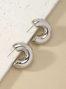 1 Cặp Bông Tai Vòng Bằng Nhựa Thời Trang Tối Giản Vòng Đeo Tay Cho Phụ Nữ Cho Cuộc Sống Hàng Ngày - Bạc - Xem 3