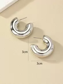 1 Cặp Bông Tai Vòng Bằng Nhựa Thời Trang Tối Giản Vòng Đeo Tay Cho Phụ Nữ Cho Cuộc Sống Hàng Ngày - Bạc - Xem 4