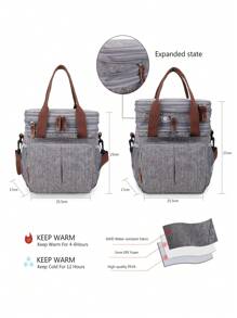 1pc Baby Multi-compartment Polyester Diaper Bag - Grey - View 4
