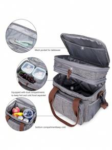 1pc Baby Multi-compartment Polyester Diaper Bag - Grey - View 8