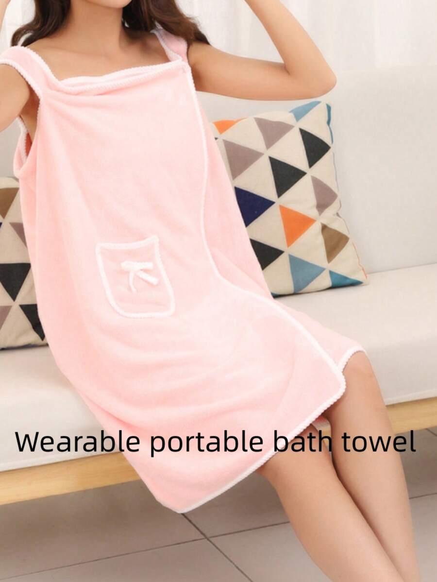 1 pieza Bata de baño con diseño de lazo - Rosa - Ver 1