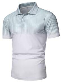 Manfinity Homme Men Striped Print Polo Shirt - White - View 4