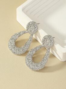 1pair Fashion Zinc Alloy Textured Water Drop Earrings For Women For Daily Decoration