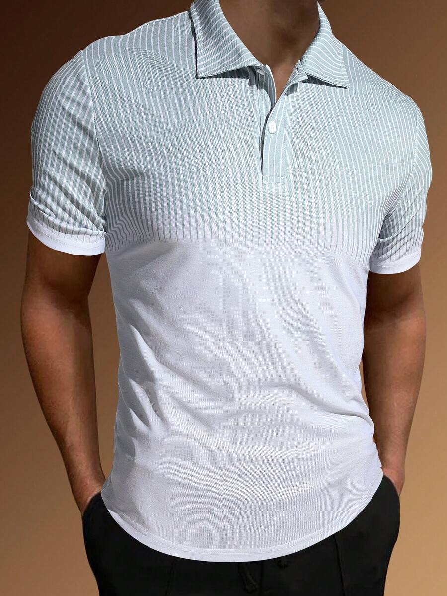 Manfinity Homme Men Striped Print Polo Shirt - White - View 1