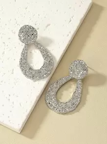 1pair Fashion Zinc Alloy Textured Water Drop Earrings For Women For Daily Decoration
