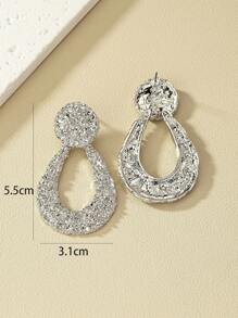 1pair Fashion Zinc Alloy Textured Water Drop Earrings For Women For Daily Decoration