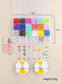 1 Box Of 24 Grids Diy Soft Pottery Alphabet Bracelet Making Kit With Elastic Line, 2 Scissors - Multicolor - View 6