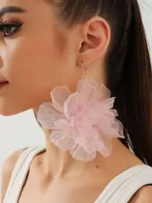 1 đôi bông tai thả hoa thời trang cho nữ dự tiệc - Hồng - Xem 1