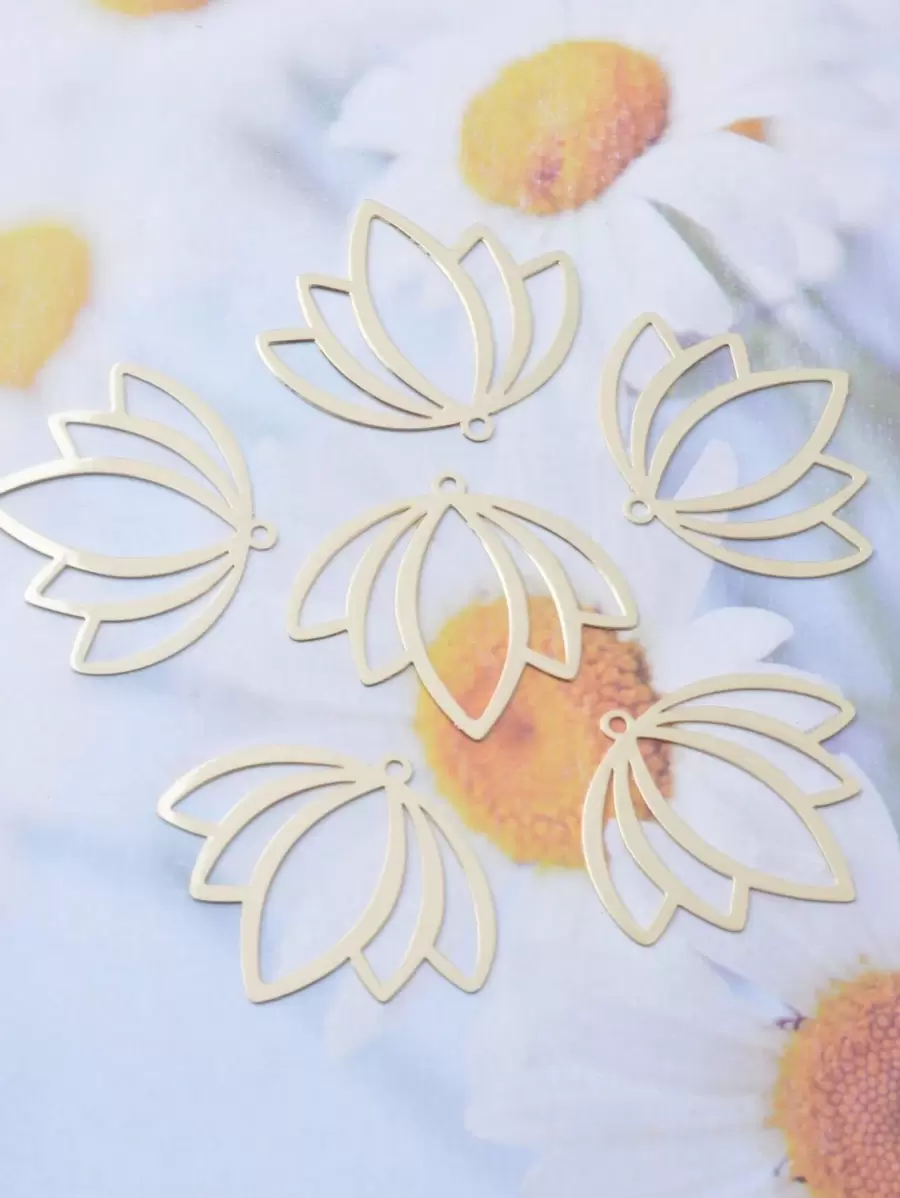 6pcs Flower DIY Pendant Valentines - Gold - View 1