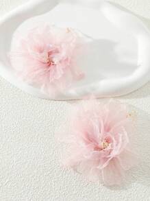 1 đôi bông tai thả hoa thời trang cho nữ dự tiệc - Hồng - Xem 2