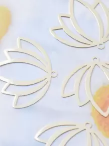 6pcs Flower DIY Pendant Valentines - Gold - View 2