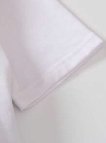 SHEIN 小男童素色T恤和翻蓋口袋夾克背心和短褲 - 藍白色 - 查看 3