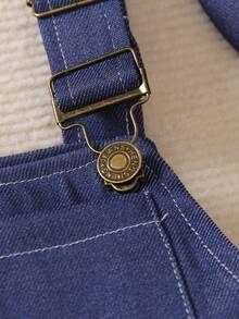 小男童素色背帶連體短褲和配件帽 - 藏蓝色 - 查看 4