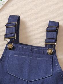 小男童素色背帶連體短褲和配件帽 - 藏蓝色 - 查看 6