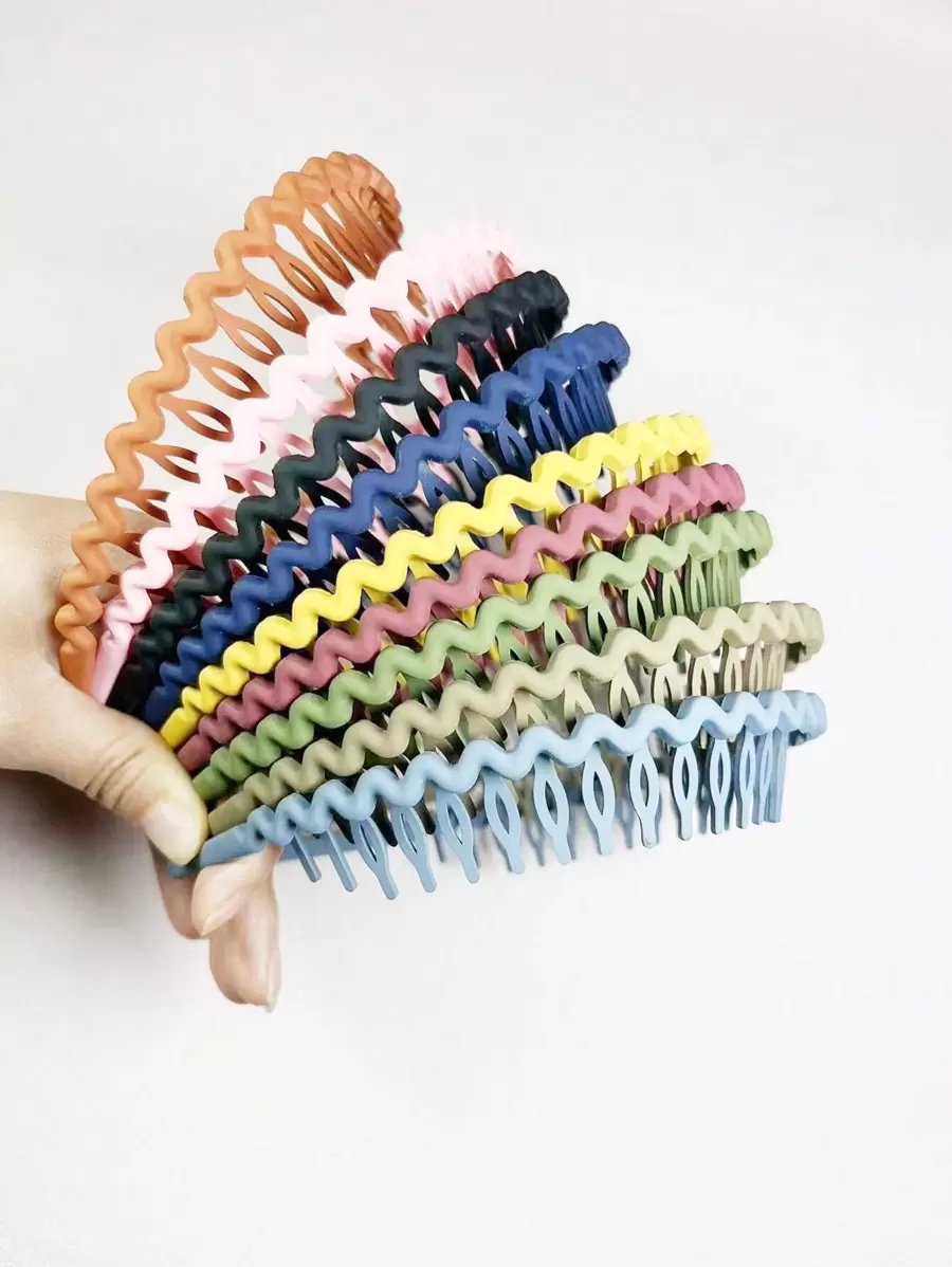 9pcs Solid Wave-Shape Hair Claw Casual - Multicolor - View 1
