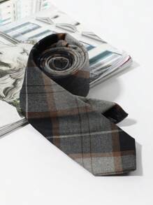 1入組男士格紋圖案休閒領帶適合日常生活 - 彩色 - 查看 3