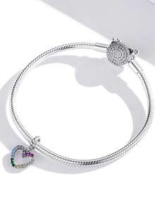 Cubic Zirconia Heart Design Silver Pendant - Silver - View 2