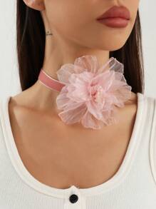 1 vòng cổ trang trí hoa thời trang cho phụ nữ dự tiệc - Hồng - Xem 1