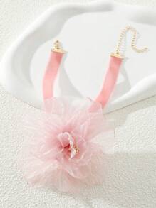 1 vòng cổ trang trí hoa thời trang cho phụ nữ dự tiệc - Hồng - Xem 2